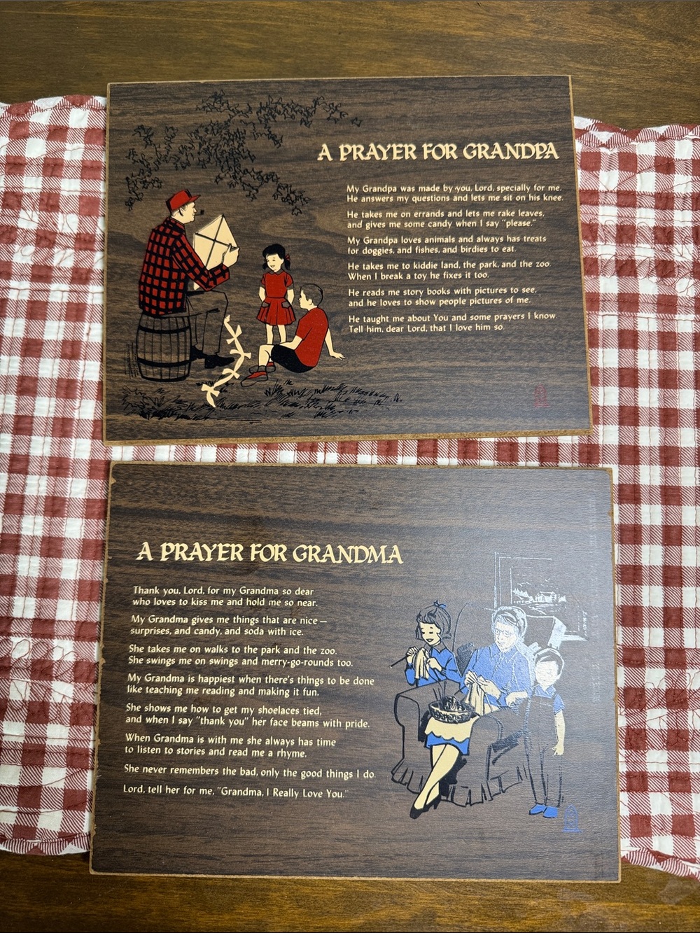 A Prayer for Grandpa & Grandma Decorative Wood Plaques - Brown